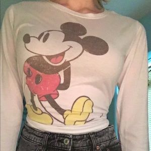Mickey Mouse white cotton long sleeve shirt